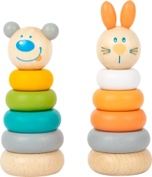 SMALL FOOT pastel stacking tower – wooden bunny and bear set