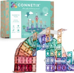 Connetix Pastel Ball Run komplekts ar magnētiskām konstrukcijām 106 gab. ar bumbiņu trasi