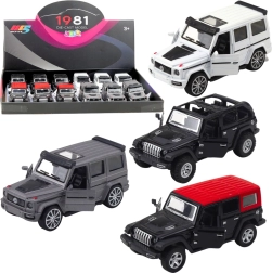 Metāla apvidus SUV modelis ar uzvelkamu pull-back piedziņu un atveramām durvīm 1:36
