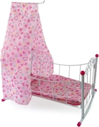 Metāla šūpulītis lellēm ar baldahīnu 38 cm