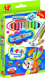 Bambino apaļās krāsainās zīmuļi 12 krāsas ar asināmo