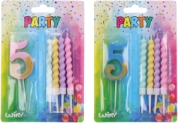 Party Candle Number 5 with Extra Candles