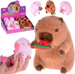 Mīlīga kapibaras mini plīša atslēgu piekariņš ar arbūzu 10 cm