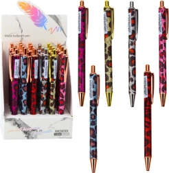 Stilīga metāla automātiskā pildspalva ar leopardrakstu, zila tinte 1,0 mm