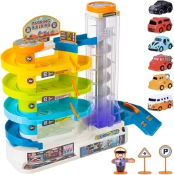 Interaktīva stāvvietas garāža ar liftu un spirālveida rampu bērniem