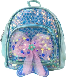 Bērnu mugursoma ar mirdzošu bantīti, zila 20 cm 3,8 l