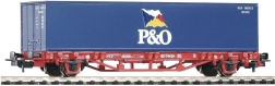 PIKO Lgs579 flat wagon with 40 ft P&O container, DB AG, H0 (Era V)