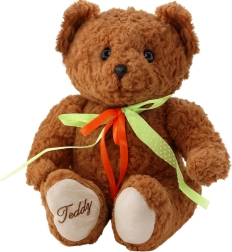 Plush teddy bear with bow 30 cm, brown