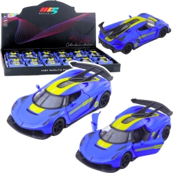 Metāla sporta auto 1:32 ar pull-back piedziņu un atveramām durvīm – zils
