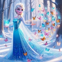 Diamond painting Ice Princess with magical butterflies 30 × 40 cm