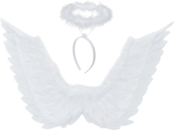 Ruhhy angel wings with halo, white 46 × 48 cm - 1 piece