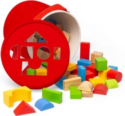 Bigjigs Toys koka klucīši un formu šķirotājs trumiņā