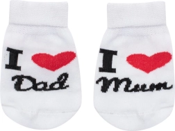 New Baby cotton baby socks I love mum and dad white 0–3 months
