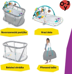 Baby Einstein 3-in-1 bērnu gultiņa un manēža ar klavierēm Kick & Snooze