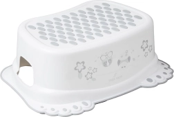 Bērnu pretslīdes pakāpienu soliņš vannasistabai ar pūces motīvu, balts