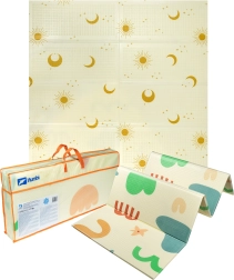 Liela abpusēja salokāma putu paklājiņš HUMBI 200 × 180 cm XPE ar saules un mēness rakstiem