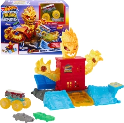 Hot Wheels Monster Trucks Arena Smashers – Uguns tornis rotaļu komplekts ar auto