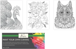 Iepriekš apdrukāts audekls gleznošanai 20 × 15 cm – vilks, pāvs un pušķis