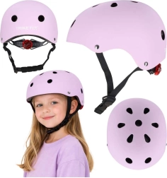 Bērnu velosipēdistu ķivere Trike Fix ar LED gaismu, M, 55–58 cm – Violeta