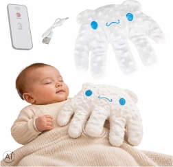 Soothing plush hand for babies with tapping function and remote control