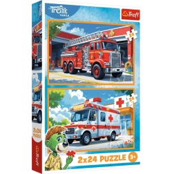 Set of 2×24-piece puzzles – fire engine and ambulance