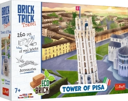 Ķieģeļu būvējamais komplekts BRICK TRICK Travel – Pizas slīpais tornis (260 detaļas)
