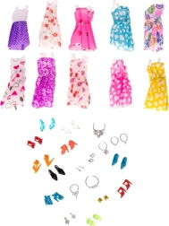 Leļļu apģērbu un aksesuāru komplekts – 43 daļas