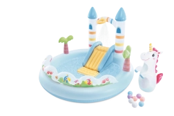 Inflatable Play Center Unicorn Castle with Slide and Water Sprayer