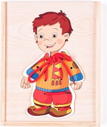 Woody šņorējamais drēbju skapis zēns – koka pārģērbšanās spēle