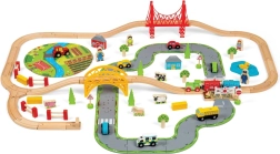 Bigjigs Rail koka vilciena trase ar lauku ceļu