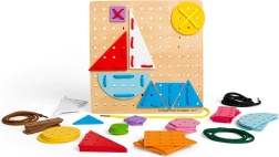 BIGJIGS TOYS wooden lacing game – geometric shapes