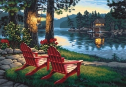 Norimpex dimanta gleznošana “Pasēdēšana pie ezera” 30 × 40 cm