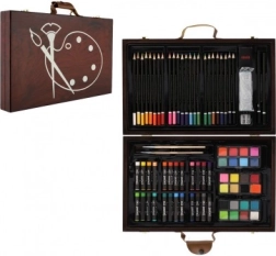 Radošs zīmēšanas komplekts koka futrālī