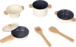 Bērnu metāla trauku komplekts, 7 daļas, baltā krāsā