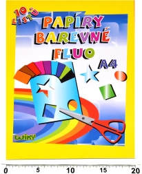 Krāsaini fluorescējoši A4 papīri, 10 loksnes