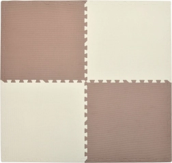 HUMBI putu paklājs 120 × 120 cm – lieli ūdensizturīgi puzles gabali, drošs bērniem, krēmkrāsas un vara tonis, 4 gab.