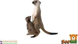 Meerkat with Young, Dark Brown