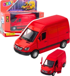 Metāla furgons sarkanā krāsā 1:32 ar gaismām un skaņām