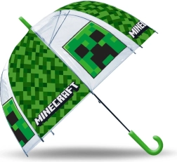 Caurspīdīgs manuāls lietussargs MINECRAFT zaļā krāsā