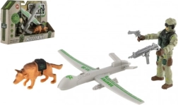 Militārā spēļu komplekts ar dronu, karavīru un suni