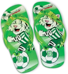 Zaļas MaDe sandales ar tīģeri un futbola bumbu