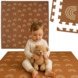 HUMBI putu paklājs 180 × 180 cm – brūnas varavīksnes, 9 daļas, ūdensizturīgs un drošs