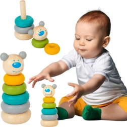 Koka saliekamais tornis ar lācēnu Montessori SMALL FOOT