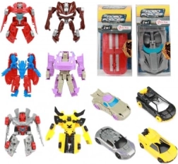 Transformējama mašīna–robots 10 cm plastmasas kastītē