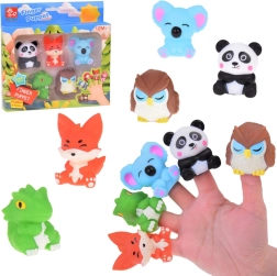 Gumijas pirkstu lellītes ZOO dzīvnieki – komplekts ar 5 figūriņām
