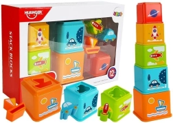 Saliekami kausiņi ar transportlīdzekļu attēliem un šķirotāju zīdaiņiem