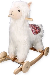 Rocking alpaca with wheels