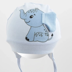 Kokvilnas zīdaiņu cepurīte New Baby Happy Elephant, zila