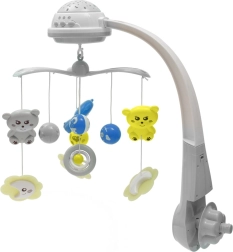 Gultiņas karuselis ar gaismas projektoru Baby Mix, pelēks