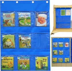 Masterkidz tekstila sienas kabatu organizators grāmatām un attēliem, zils